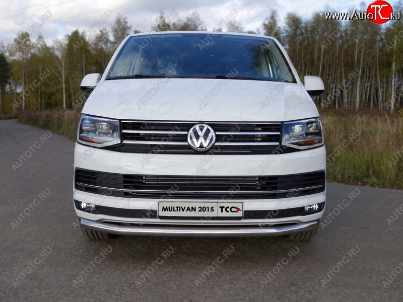 21 799 р. Защита переднего бампера нижняя d60,3 мм ТСС Тюнинг  Volkswagen Transporter  T6 (2015-2019) дорестайлинг (нержавейка)  с доставкой в г. Йошкар-Ола