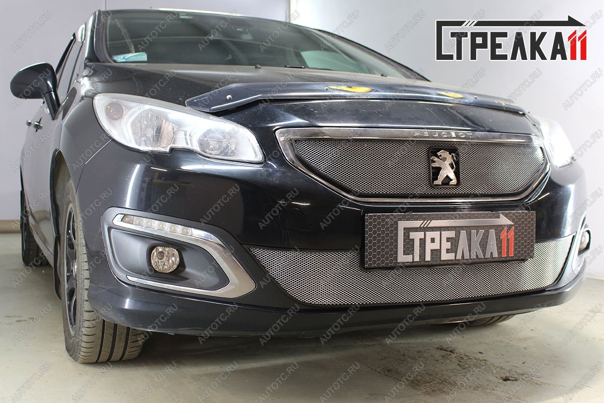 4 199 р. Защита радиатора (низ) Стрелка11 Стандарт  Peugeot 408 (2015-2022) рестайлинг (хром)  с доставкой в г. Йошкар-Ола