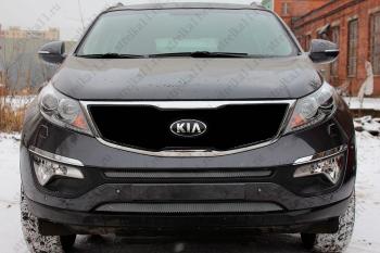 Зимняя заглушка решетки радиатора (верх) Стрелка11 KIA (КИА) Sportage (Спортаж)  3 SL (2014-2016) 3 SL рестайлинг