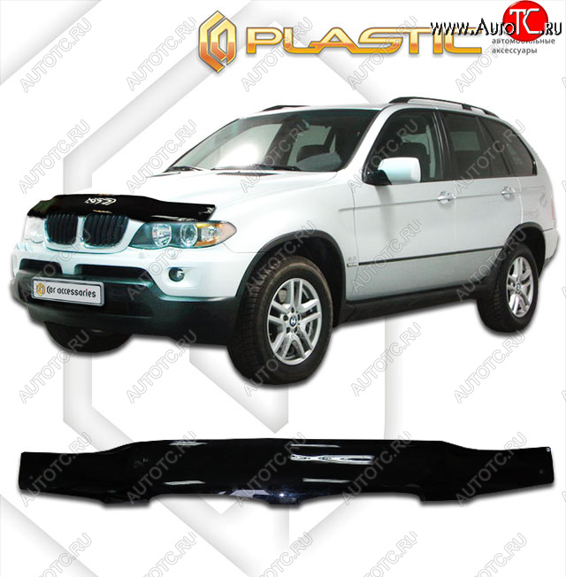 2 059 р. Дефлектор капота CA-Plastic  BMW X5  E53 (2003-2006) рестайлинг (classic черный, без надписи)  с доставкой в г. Йошкар-Ола