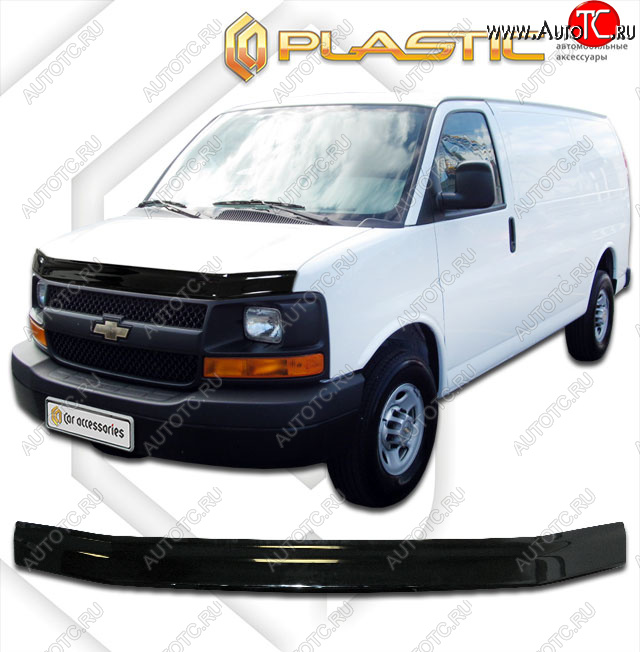 2 099 р. Дефлектор капота CA-Plastic  Chevrolet Express  GMT610 (2002-2014) рестайлинг (classic черный, без надписи)  с доставкой в г. Йошкар-Ола