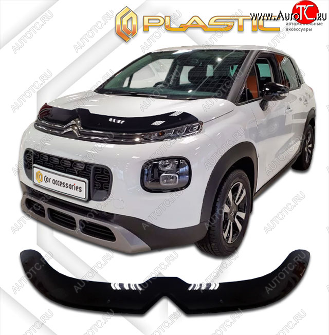 2 059 р. Дефлектор капота CA-Plastic  CITROEN C3 Aircross (2017-2021) дорестайлинг (classic черный, без надписи)  с доставкой в г. Йошкар-Ола