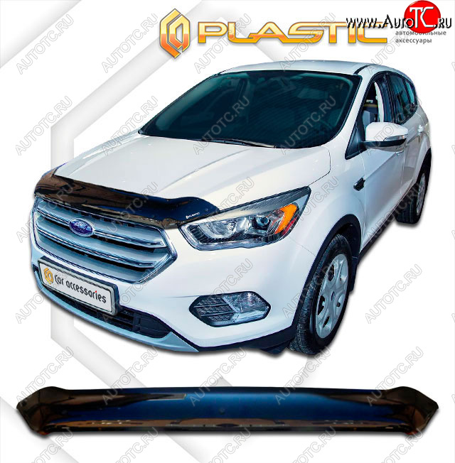 2 099 р. Дефлектор капота CA-Plastic  Ford Escape  3 (2016-2019) рестайлинг (classic черный, без надписи)  с доставкой в г. Йошкар-Ола