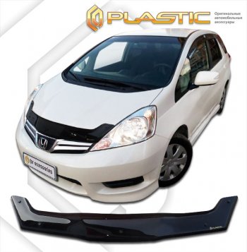 1 899 р. Дефлектор капота CA-Plastic  Honda Fit Shuttle  1 GP2,GG7,GG8 (2011-2013) дорестайлинг (серия Сlassic черный, без надписи)  с доставкой в г. Йошкар-Ола. Увеличить фотографию 2