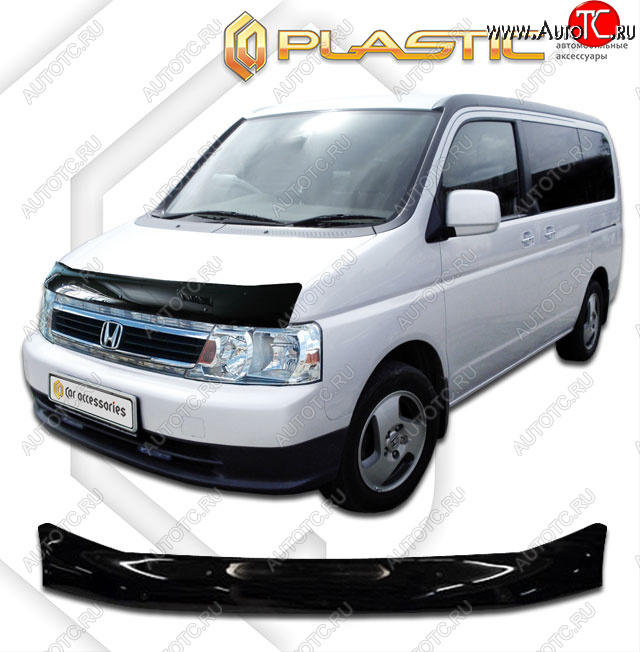 2 189 р. Дефлектор капота CA-Plastic  Honda StepWagon  RF3,RF4 (2003-2005) минивэн рестайлинг (classic черный, без надписи)  с доставкой в г. Йошкар-Ола