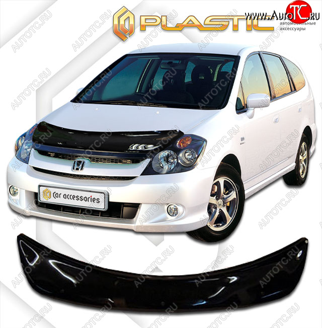 2 099 р. Дефлектор капота CA-Plastic  Honda Stream  1 RN2,RN4, RN1, RN3, RN5 (2003-2006) рестайлинг (classic черный, без надписи)  с доставкой в г. Йошкар-Ола