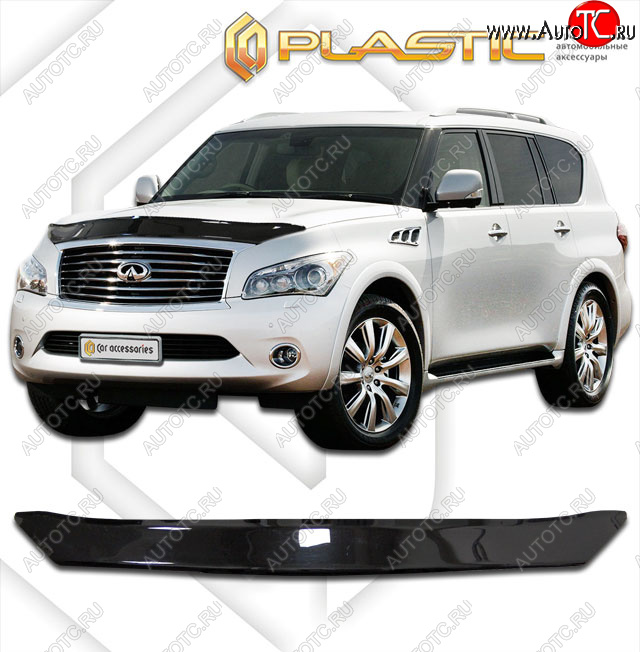 1 979 р. Дефлектор капота CA-Plastic  INFINITI QX56  Z62 (2010-2013) (cерия Сlassic черный, без надписи)  с доставкой в г. Йошкар-Ола