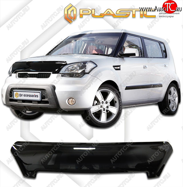 2 199 р. Дефлектор капота CA-Plastic  KIA Soul  AM (2011-2014) рестайлинг (classic черный, без надписи)  с доставкой в г. Йошкар-Ола