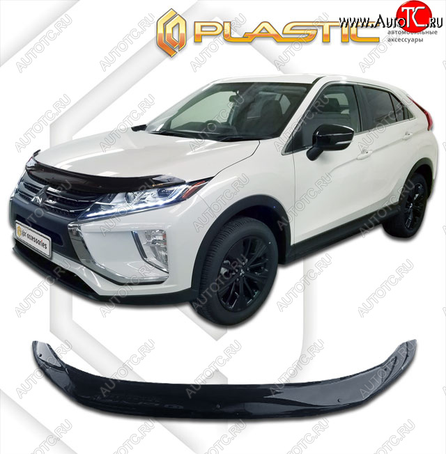 2 199 р. Дефлектор капота CA-Plastic  Mitsubishi Eclipse Cross  GK (2017-2021) дорестайлинг (cерия Сlassic черный, без надписи)  с доставкой в г. Йошкар-Ола