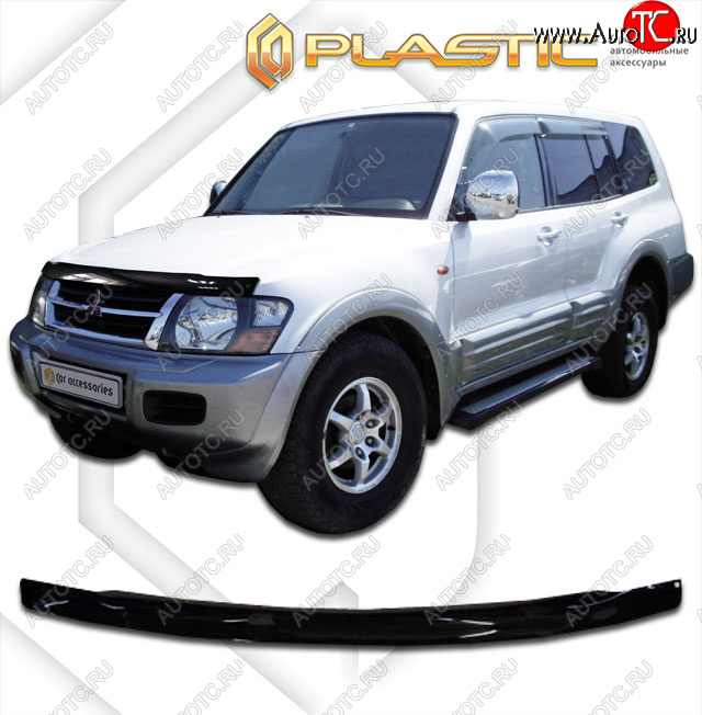 2 059 р. Дефлектор капота CA-Plastic  Mitsubishi Pajero  3 V60 (2003-2006) рестайлинг (cерия Сlassic черный, без надписи)  с доставкой в г. Йошкар-Ола