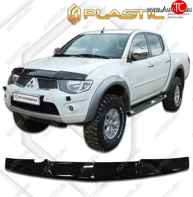 1 979 р. Дефлектор капота CA-Plastic  Mitsubishi Triton  KA/KB (2005-2015) Picap DoubleCab (classic черный, без надписи)  с доставкой в г. Йошкар-Ола