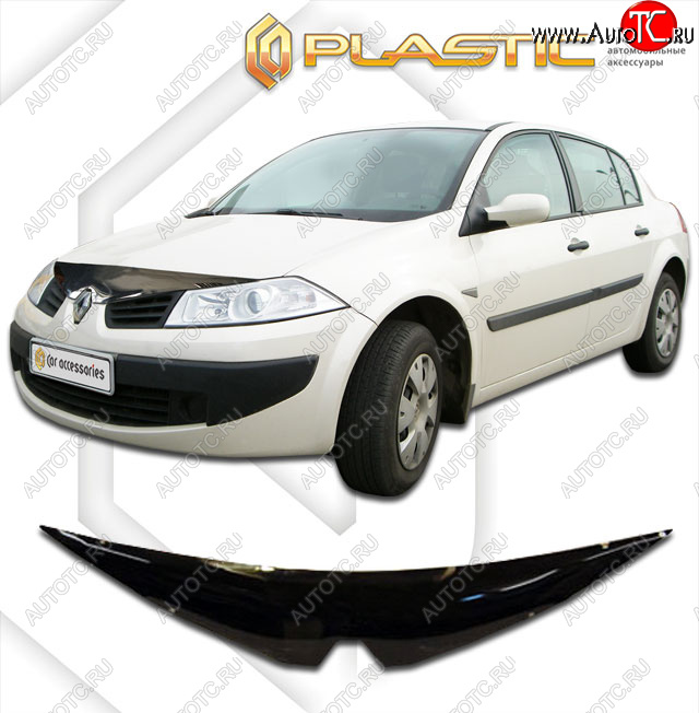 2 059 р. Дефлектор капота CA-Plastic  Renault Megane  седан (2006-2009)  рестайлинг (classic черный, без надписи)  с доставкой в г. Йошкар-Ола