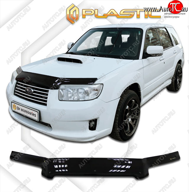 2 269 р. Дефлектор капота CA-Plastic  Subaru Forester  SG (2005-2008) рестайлинг (cерия Сlassic черный, без надписи)  с доставкой в г. Йошкар-Ола