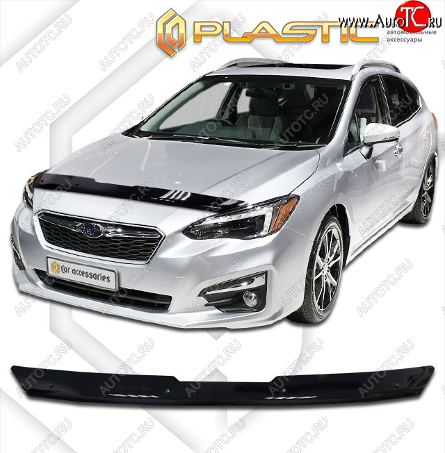 1 799 р. Дефлектор капота CA-Plastic  Subaru Impreza  GT (2016-2019) хэтчбэк дорестайлинг (classic черный, без надписи)  с доставкой в г. Йошкар-Ола