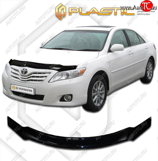 2 079 р. Дефлектор капота CA-Plastic  Toyota Camry  XV40 (2006-2008) дорестайлинг (classic черный, без надписи)  с доставкой в г. Йошкар-Ола