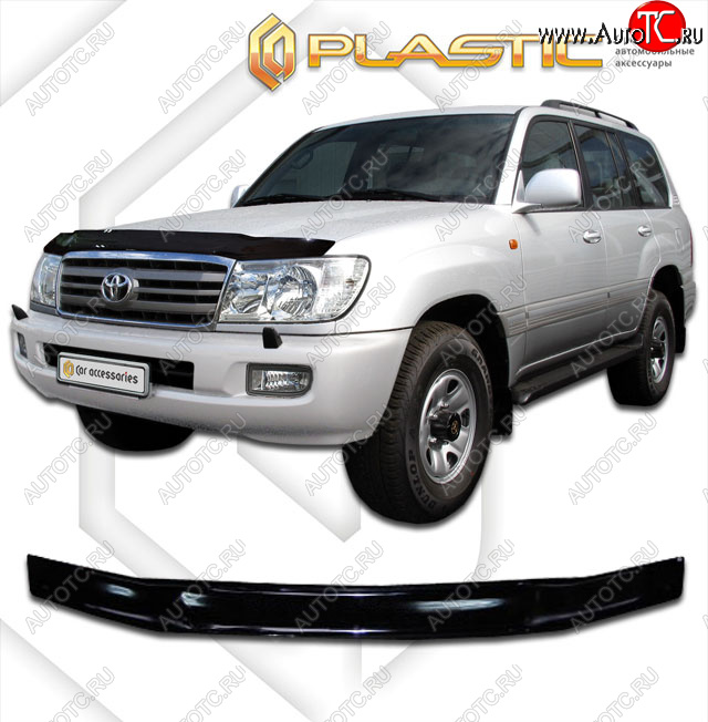 1 999 р. Дефлектор капота CA-Plastic  Toyota Land Cruiser  100 (2002-2007) 1-ый рестайлинг, 2-ой рестайлинг (classic черный, без надписи)  с доставкой в г. Йошкар-Ола