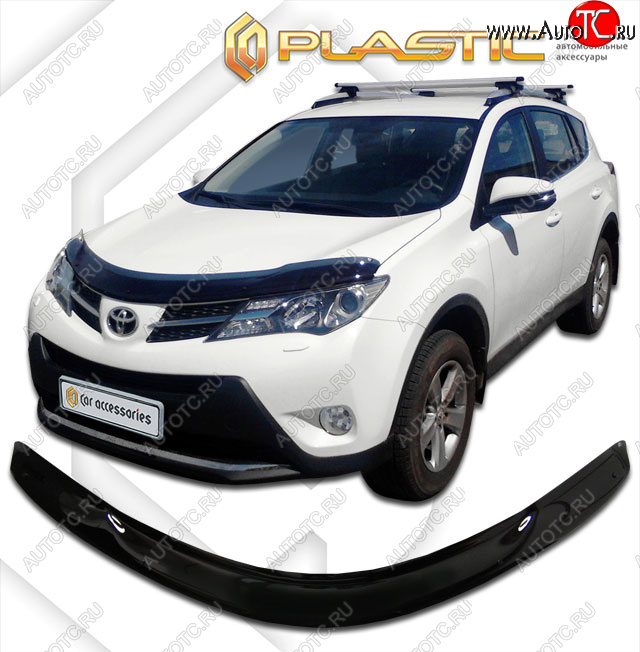 2 099 р. Дефлектор капота CA-Plastic  Toyota RAV4  XA40 (2012-2015) 5 дв. дорестайлинг (classic черный, без надписи)  с доставкой в г. Йошкар-Ола