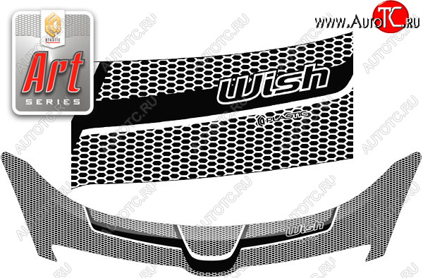 2 449 р. Дефлектор капота CA-Plastic  Toyota Wish  XE10 (2003-2005) дорестайлинг (серия ART белая)  с доставкой в г. Йошкар-Ола