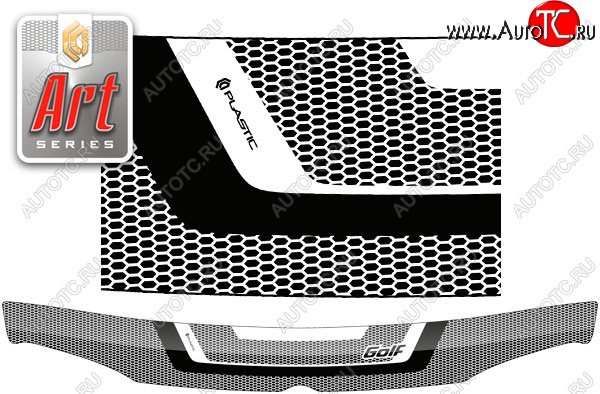 2 199 р. Дефлектор капота CA-Plastic  Volkswagen Golf  4 (1997-2003) (серия ART белая)  с доставкой в г. Йошкар-Ола