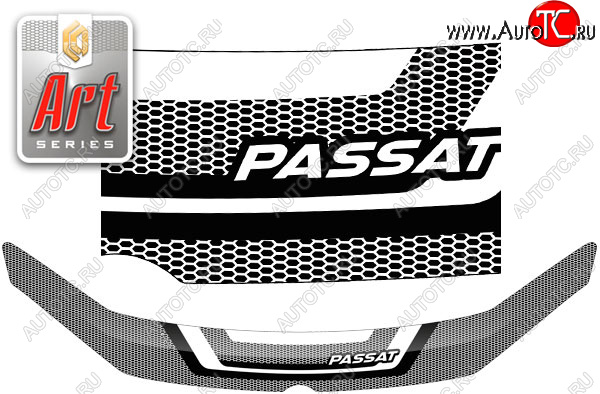 2 369 р. Дефлектор капота CA-Plastic  Volkswagen Passat  B7 (2010-2015) седан (серия ART белая)  с доставкой в г. Йошкар-Ола