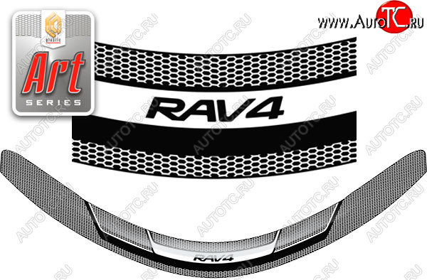 2 199 р. Дефлектор капота CA-Plastic  Toyota RAV4  XA40 (2012-2015) 5 дв. дорестайлинг (Серия Art черная)  с доставкой в г. Йошкар-Ола