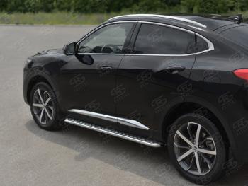 23 549 р. Пороги труба d42 с листом SLITKOFF  Haval F7x (2022-2024)  рестайлинг (лист алюминиевый)  с доставкой в г. Йошкар-Ола. Увеличить фотографию 2