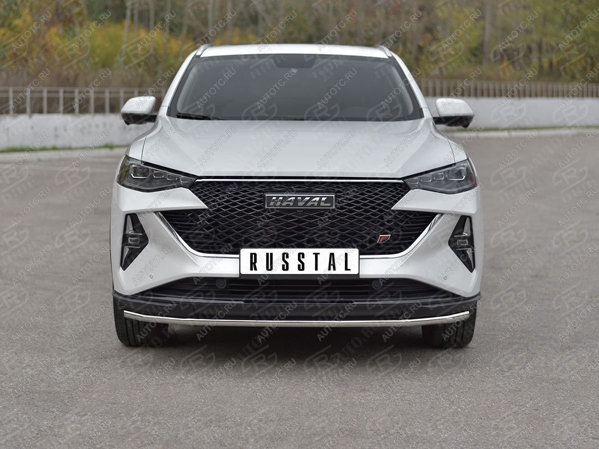 11 749 р. Защита переднего бампера d42 секции SLITKOFF  Haval F7x (2022-2024) рестайлинг (нержавейка полированная)  с доставкой в г. Йошкар-Ола