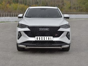 Защита переднего бампера d42 *42 уголки SLITKOFF Haval (Хавал) F7x (ф7икс) (2022-2024) рестайлинг ()