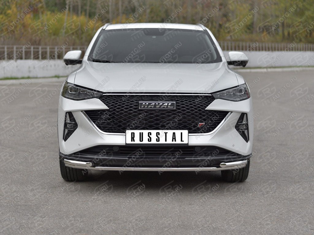 13 999 р. Защита переднего бампера d42 *42 уголки SLITKOFF  Haval F7x (2022-2024) рестайлинг (нержавейка полированная)  с доставкой в г. Йошкар-Ола