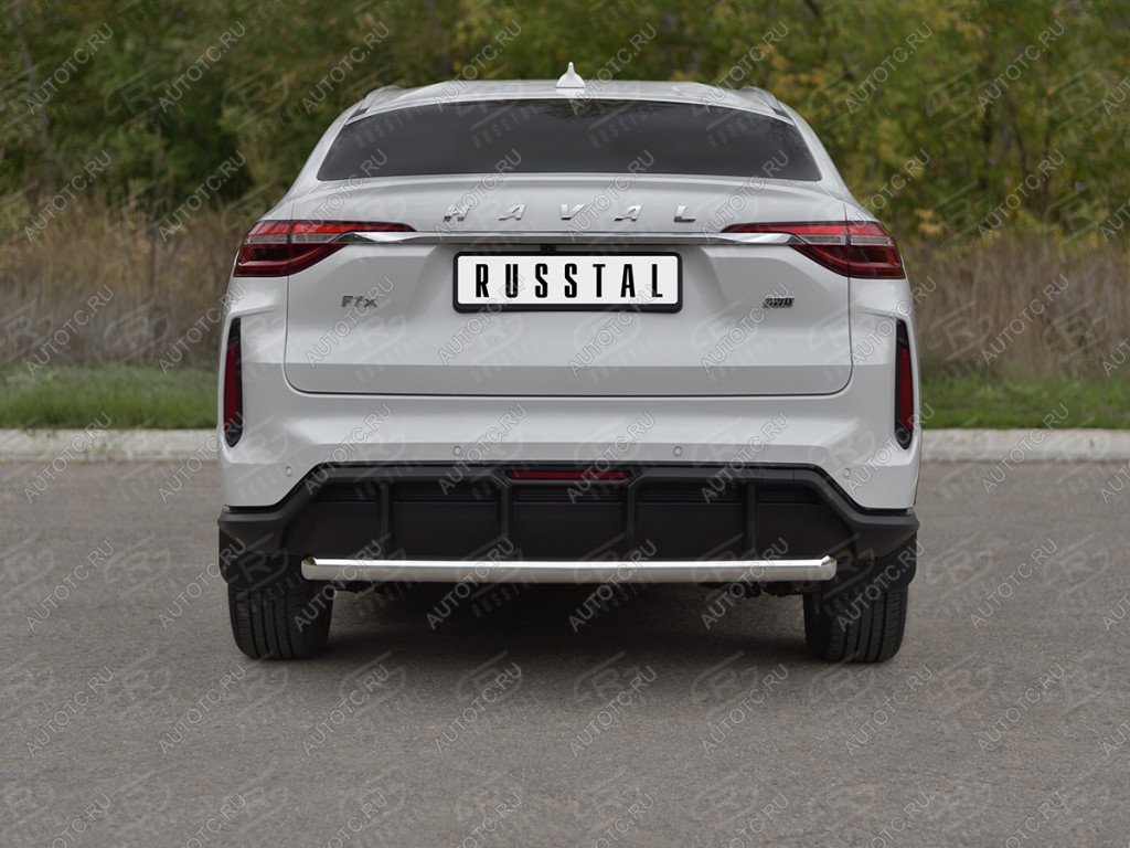 12 299 р. Защита заднего бампера d63 SLITKOFF  Haval F7x (2022-2025)  рестайлинг (нержавейка полированная)  с доставкой в г. Йошкар-Ола