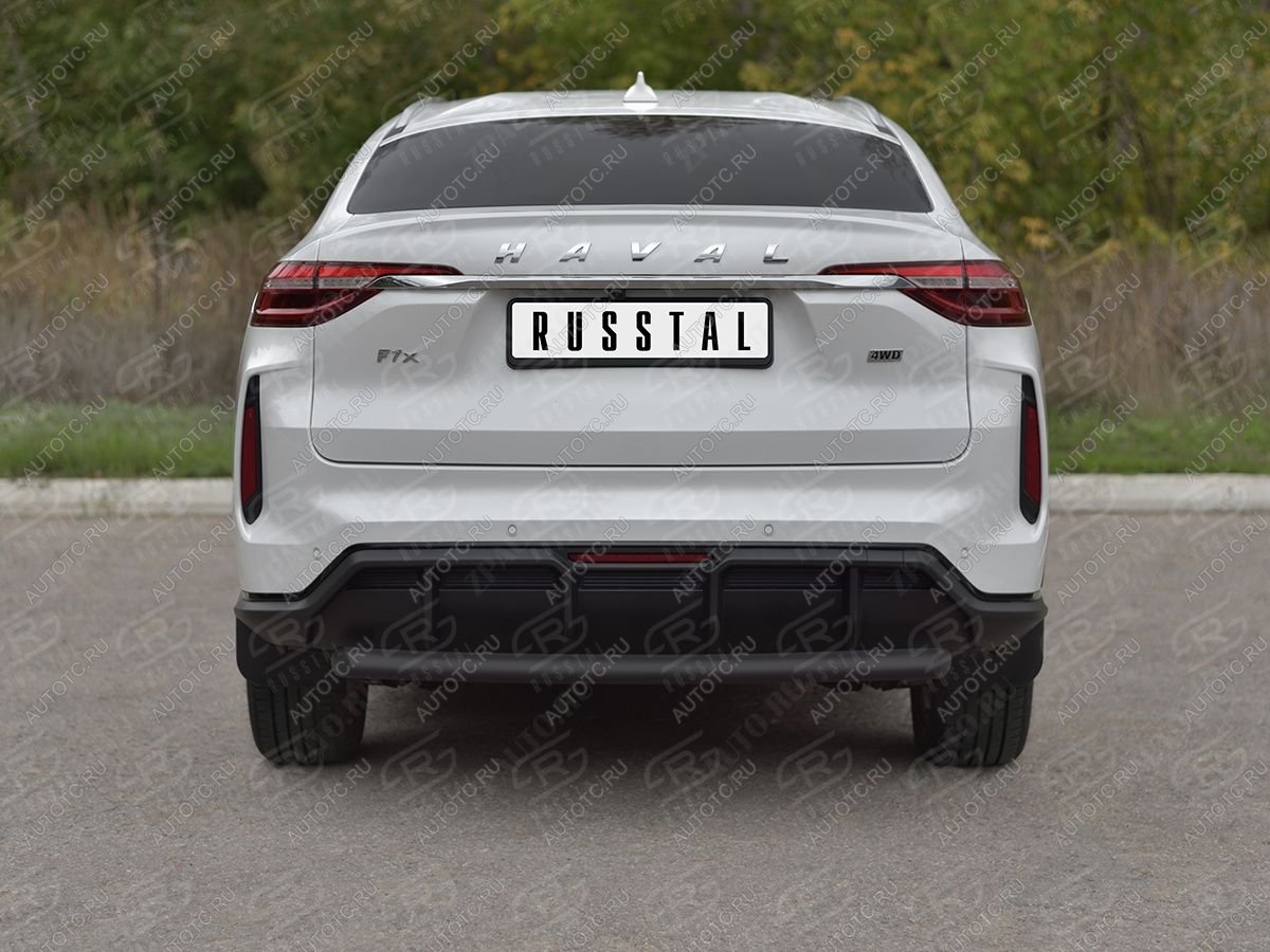 7 649 р. Защита заднего бампера d63 SLITKOFF  Haval F7x (2022-2025)  рестайлинг (нержавейка окрашенная в черный цвет)  с доставкой в г. Йошкар-Ола