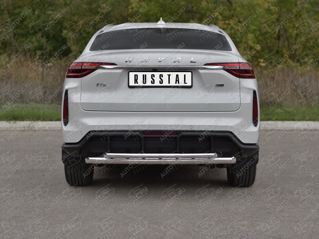 13 999 р. Защита заднего бампера d63*42 SLITKOFF  Haval F7x (2022-2025)  рестайлинг (нержавейка полированная)  с доставкой в г. Йошкар-Ола