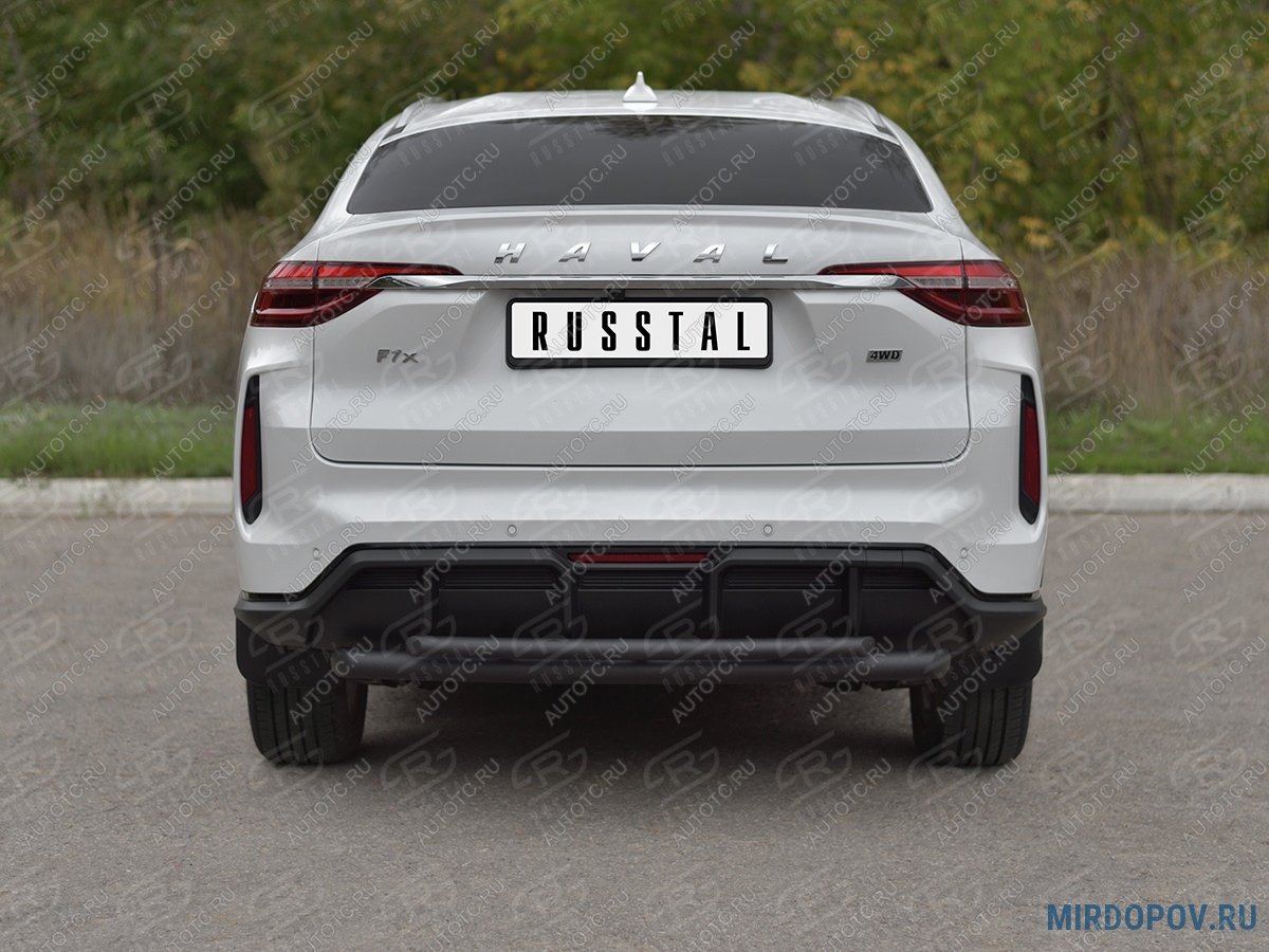 12 349 р. Защита заднего бампера d63*42 SLITKOFF  Haval F7x (2022-2025)  рестайлинг (нержавейка окрашенная в черный цвет)  с доставкой в г. Йошкар-Ола