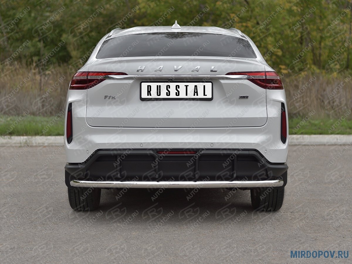 12 849 р. Защита заднего бампера d63 секции SLITKOFF  Haval F7x (2022-2025)  рестайлинг (нержавейка полированная)  с доставкой в г. Йошкар-Ола