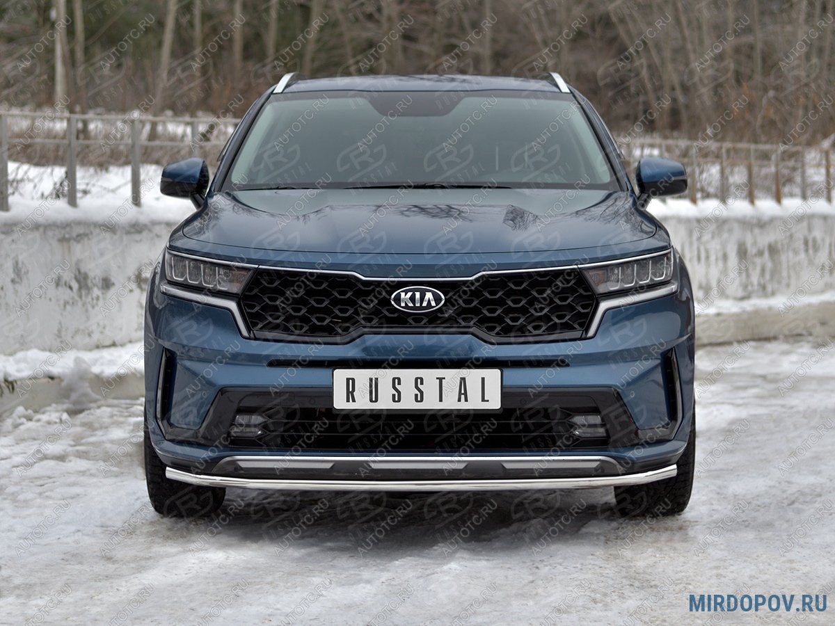 11 199 р. Защита переднего бампера d42 секции SLITKOFF  KIA Sorento  MQ4 (2020-2022) (нержавейка полированная)  с доставкой в г. Йошкар-Ола