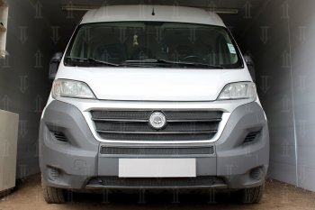 Защитная сетка в бампер (низ, 2 части, ячейка 3х7 мм) Alfeco Стандарт Fiat Ducato 290 (2014-2025) ()