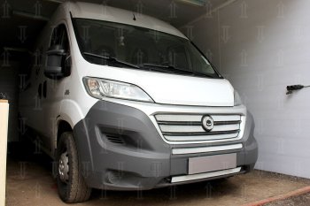 Защитная сетка в бампер (низ, 2 части, ячейка 3х7 мм) Alfeco Стандарт Fiat Ducato 290 (2014-2025) ()