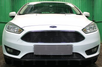 Защитная сетка в бампер (низ, ячейка 3х7 мм) Alfeco Стандарт Ford (Форд) Focus (Фокус)  3 (2014-2019) 3 седан рестайлинг, универсал рестайлинг, хэтчбэк рестайлинг ()