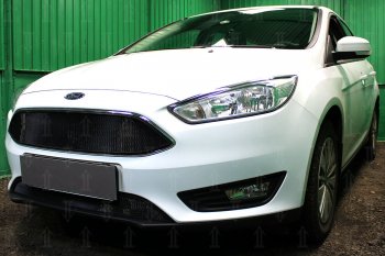 3 299 р. Защитная сетка в бампер (низ, ячейка 3х7 мм) Alfeco Стандарт  Ford Focus  3 (2014-2019) седан рестайлинг, универсал рестайлинг, хэтчбэк рестайлинг (Чёрная)  с доставкой в г. Йошкар-Ола. Увеличить фотографию 3