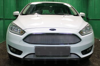 Защитная сетка в бампер (низ, ячейка 3х7 мм) Alfeco Стандарт Ford (Форд) Focus (Фокус)  3 (2014-2019) 3 седан рестайлинг, универсал рестайлинг, хэтчбэк рестайлинг ()