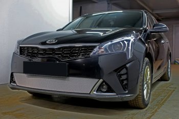 3 299 р. Защитная сетка в бампер (низ, ячейка 3х7 мм) Alfeco Стандарт KIA Rio X рестайлинг (2020-2025) (Хром)  с доставкой в г. Йошкар-Ола. Увеличить фотографию 3