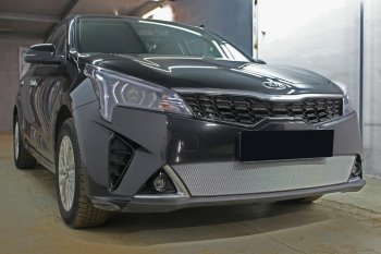 4 299 р. Защитная сетка в бампер (низ, ячейка 3х7 мм) Alfeco Стандарт  KIA Rio  X (2020-2025) рестайлинг (Хром)  с доставкой в г. Йошкар-Ола. Увеличить фотографию 4