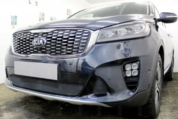 3 099 р. Защитная сетка в бампер (низ, ячейка 3х7 мм) Alfeco Стандарт KIA Sorento UM/Prime рестайлинг (2018-2020) (Чёрная)  с доставкой в г. Йошкар-Ола. Увеличить фотографию 4