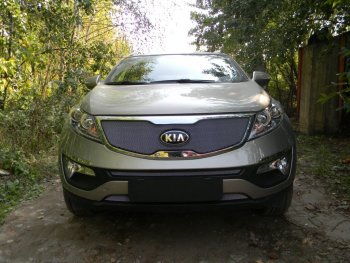 Защитная сетка в бампер (низ, ячейка 3х7 мм) Alfeco Стандарт KIA (КИА) Sportage (Спортаж)  3 SL (2010-2016) 3 SL дорестайлинг, рестайлинг ()