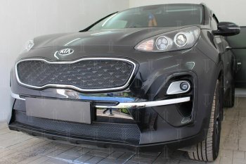 4 549 р. Защитная сетка в бампер (верх, ячейка 3х7 мм) Alfeco Стандарт  KIA Sportage  4 QL (2018-2022) рестайлинг (Чёрная)  с доставкой в г. Йошкар-Ола. Увеличить фотографию 5