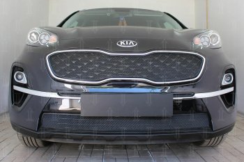 Защитная сетка в бампер (верх, ячейка 3х7 мм) Alfeco Стандарт KIA (КИА) Sportage (Спортаж)  4 QL (2018-2022) 4 QL рестайлинг ()