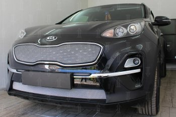 4 699 р. Защитная сетка в бампер (верх, ячейка 3х7 мм) Alfeco Стандарт  KIA Sportage  4 QL (2018-2022) рестайлинг (Хром)  с доставкой в г. Йошкар-Ола. Увеличить фотографию 5