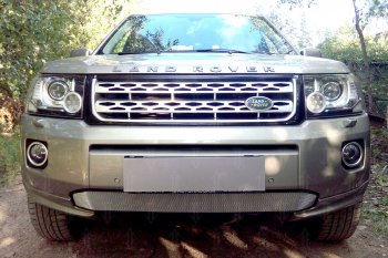 Защитная сетка в бампер (дизель, низ, ячейка 3х7 мм) Alfeco Стандарт Land Rover Freelander L359 1-ый рестайлинг (2010-2012)  (Хром)