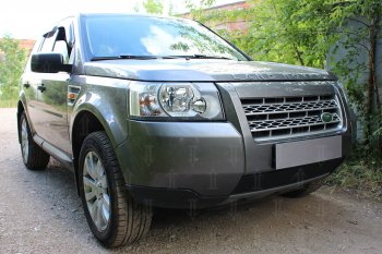 3 899 р. Защитная сетка в бампер (низ, ячейка 3х7 мм) Alfeco Стандарт  Land Rover Freelander  L359 (2006-2010) дорестайлинг (Чёрная)  с доставкой в г. Йошкар-Ола. Увеличить фотографию 2