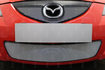 Защитная сетка в бампер (низ, ячейка 3х7 мм) Alfeco Стандарт Mazda (Мазда) 3/Axela (ахелла)  BK (2006-2009) BK рестайлинг седан ()